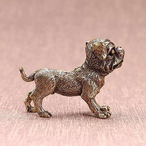 Sculpture de chiot en laiton veritable ornement d'artisanat ancien