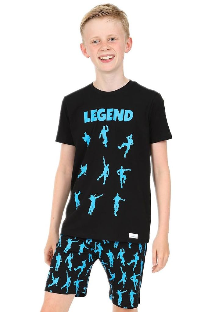 thepyjamafactory Ragazzi Emote Legend Dance Black Blue Corto Cotone Pigiama