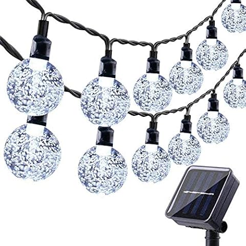 Solar Garden Lights Outdoor, 36ft 60 LED Solar String Lights Waterproof, Solar Powered Crystal Ball Indoor/Outdoor Fairy Lights Decorative Lights for Garden, Patio, Yard, Festival, Parties (White) Cover