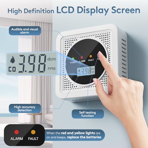 85 db Smoke & Carbon Monoxide Alarm, 3 Packs, Battery Powered with LEDs & LCD Screen