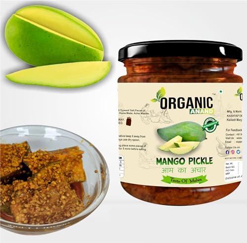 Image of Organic Anand Smoked Homemade Mango Pickle 500gram | Khatta Aam ka Achar | Preservatives Free with Ayodhya Ram Keri | Low Salt