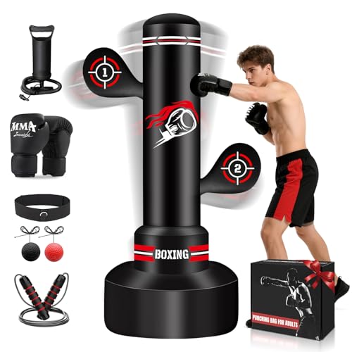NZQXJXZ Verbesserter Boxsack Stehend für Erwachsene, 180cm Schwerer Boxsack mit Boxhandschuhen, Pumpe, Springseil und Reflexball, aufblasbarer Standboxsack für Männer zum Training von MMA, Fitness NZQXJXZ Verbesserter Boxsack Stehend für Erwachsene, 180cm Schwerer Boxsack mit Boxhandschuhen, Pumpe, Springseil und Reflexball, aufblasbarer Standboxsack für Männer zum Training von MMA, Fitness