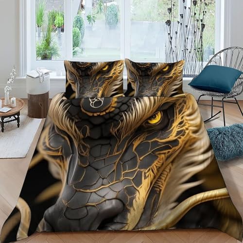 Housse de couette double fermeture éclair dragon et animaux - 3