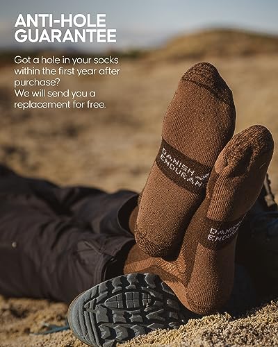 DANISH ENDURANCE Merino Wool Hiking Socks, Crew Length, Thermal & Moisture Wicking Hiking Socks, 3 Pair Pack for Men & Women