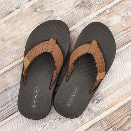 Image of Men's Ultra Soft Cushion Flip Flops with Arch Support, Quick Dry Thong Sandals for Indoor & Outdoor Comfort