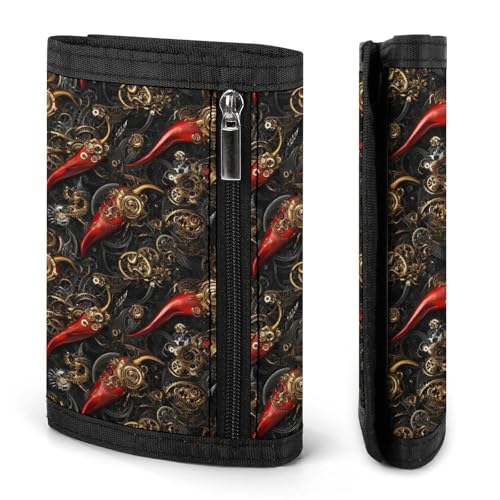 Steampunk Chili Gears Art Print Wallet for Men, 8 Credit Card Holder Slim Minimalist Front Pocket Small Mens Bifold Wallets2