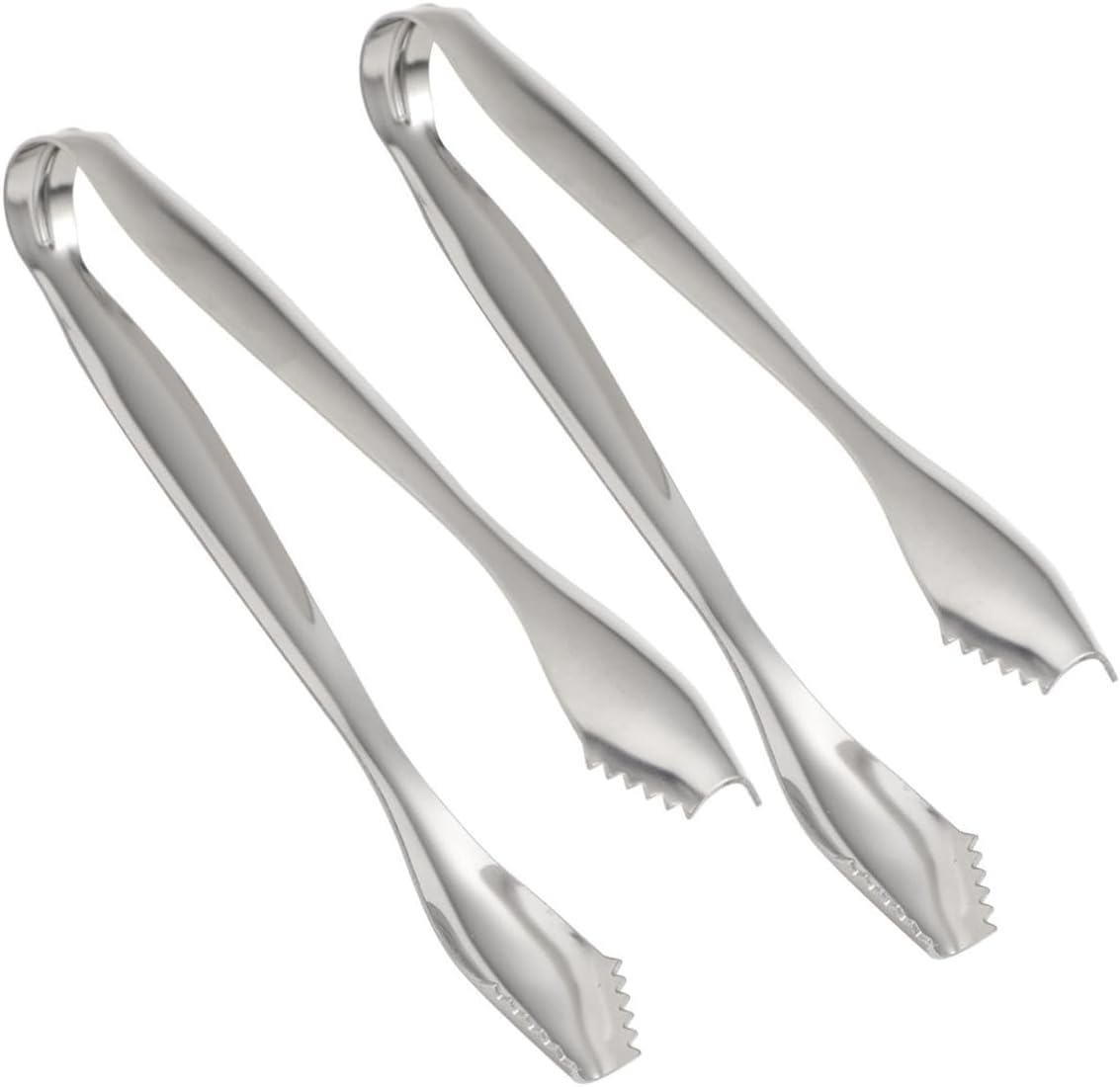 2pcs Stainless Steel Ice Cube Clip Mini Serving Tongs for Coffee