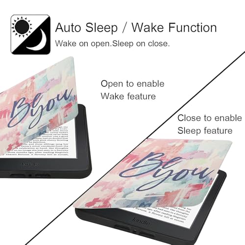 Image of MOCA Case for Kindle Paperwhite 12th Gen 7 inch (2024) & Kindle Colorsoft 7 inch (2025), Slim PU Leather Cover with Auto Wake /Sleep, Magnetic Closure, Lightweight (Be You)