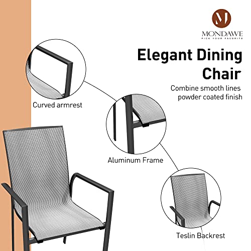 Mondawe Textilene Outdoor Dining Chairs Cast Aluminum Sling Patio Chairs Weather Resistant High Back Lightweight Stackable Chairs For Backyard Lawn Garden thumb #3