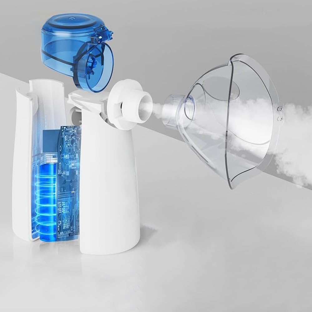 Aerosol Nebulizzatore Portatile a Ultrasuoni Silenzioso con Mascherine Ricaricabile USB-C o Batterie