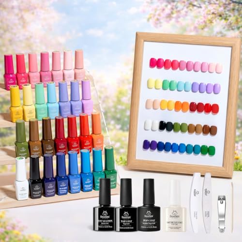 Image of Beetles Summer Gel Nail Polish - Seasons Impressions Collection, 25 Colors Bright Gel Polish White Red Pink Nude Green Purple Blue 4th of Julu Nails Glossy Matte Glitter Top Base Coat Gifts for Women