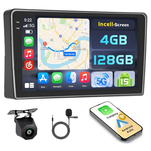 Ohradio Android 15 4+128G Autoradio Carplay pour VW Touareg 2003-2010 Aves 9'' Écran Tactile Incell, Radio Auto Aves sans Fil Carplay Android Auto,...