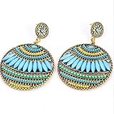 thomas sabo edelweiss ohrringe Größe: 6,5 cm WJSAT Ohrringe Blaue Ethnische Ohrringe Boho Böhmischen Hängenden Tropfen Ohrringe Runde Bunte Indische Vintage Ohrringe Für Frauen Schmuck, A1