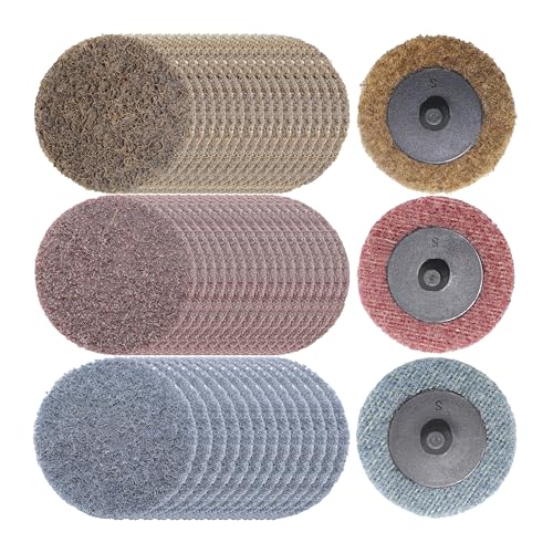 Merryland Discos De Cambio Rápido 50mm Amoladoras Neumáticas, 50 mm Mezclado Discos De Lijado De Cambio Rápido 50 Piezas, Discos De Vellón Pintura Óxido Metal Acero Hierro, DGTAA50C4