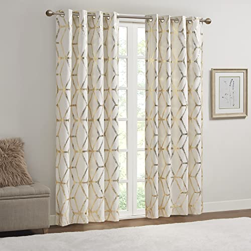 Comfort Spaces Vivian Total Blackout Window Curtain Panel Pair, Metallic Geometric Design