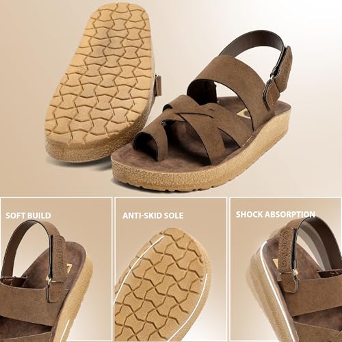 Image of Men Comfort Back Strap Sandals - Adjustable Slingback Flat Sandals with Cushioned Footbed, Lightweight Sole, Casual Everyday Wear Supportive Slip-On Style