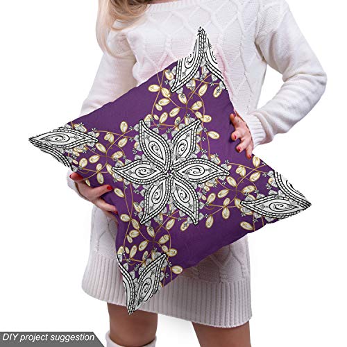 Image of Ambesonne Mauve Fabric by The Yard, Vintage Oriental Display Moroccan Illustration Floral Petals with Details, Decorative Fabric for Upholstery and Home Accents, 1 Yard, Earth Yellow Purple