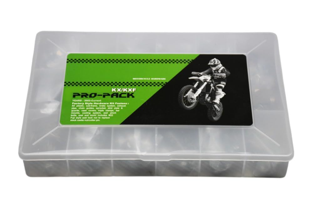 avdb-moto Kit Visserie CROSS Complet compatible avec KAWASAKI KX 60 1992-2003, KX 65 2000-2013, KX 85 PR 2001-2014, KX 85 GR 2007-15, KX 125 1990-08, KX 250 1990-2008