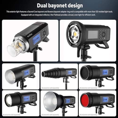 Image of Godox AD400PRO Profession Studio Flash Light with Godox&Bowens Mount GN72 400Ws 2.4G TTL HHS 1 /8000S 5600K±200K 21.6V /2600mAh 0.01-1s Recycle Time 30W Modeling lamp for Portrait /Product Photography