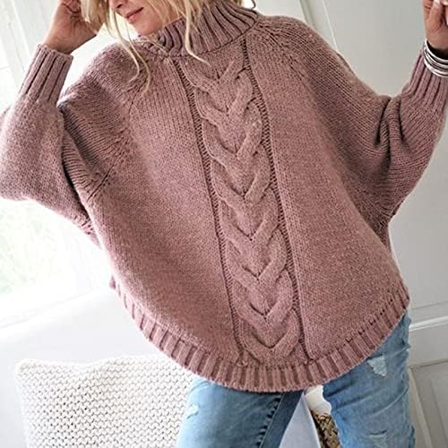 女性のゆるいバットスリーブタートルネックニットセーター 服 ファッション小物