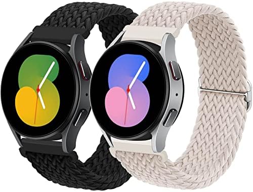 20mm Stretchy Bracelet for Samsung Galaxy Watch 6/5/4 Band 40mm 44mm/Classic 47mm 46mm 43mm 42mm/Active 2 Women Men,20mm Quick Release Braided Nylon Wristband Strap for Samsung Watch 5 pro 45mm/3 41mm