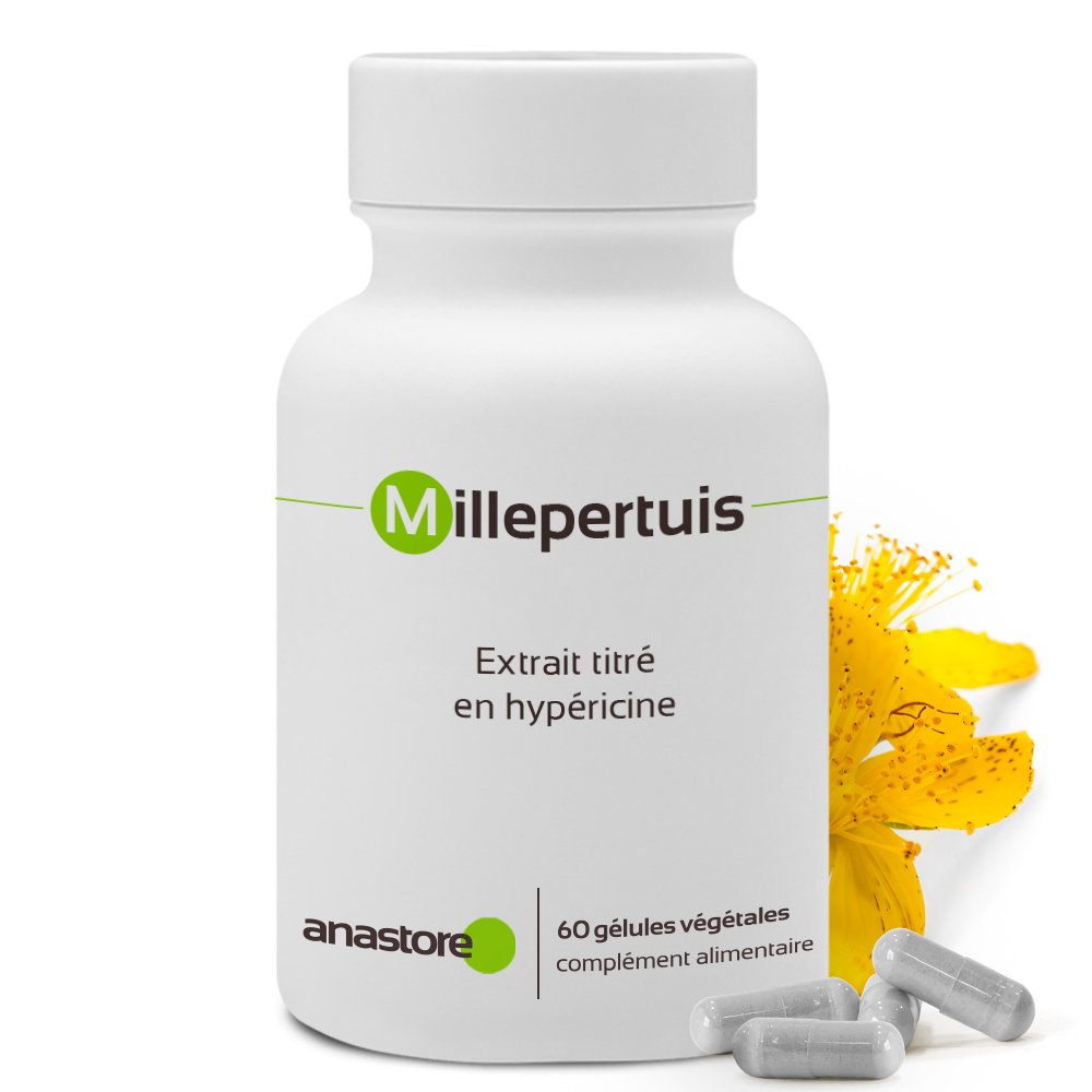 MILLEPERTUIS * PACK DE 4 * 240 gélules * Extrait Titré en Hypéricine *Cerveau, Digestion (troubles gastro-intestinaux), Équilibre émotionnel.