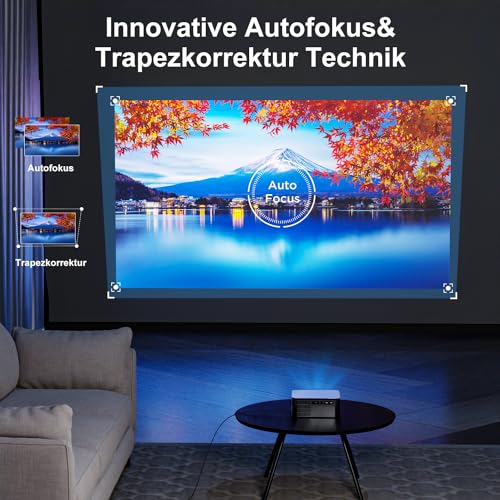 【Autofokus/Trapezkorrektur】Beamer VISULAPEX U1 WiFi6 20000 Lumens 1080P Full HD 4K Unterstützt, 200" Display, 4D Trapezkorrektur, Heimkino Video Beamer kompatibel mit Smartphone/TV Stick/PS5 - Image 3