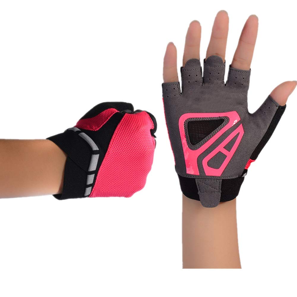 Guanti Antiscivolo per la Palestra Guanti da Palestra da Donna, Guanti da Cross Training, Guanti Senza Dita(Rose Red,L)