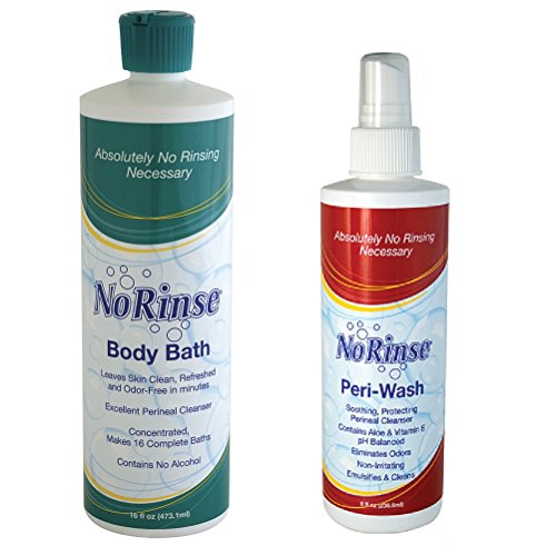 (Set) No Rinse 16 Ounce Body Bath and 8 Fl Ounce Peri-Wash Bathing Products