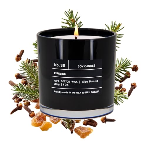 Lulu Candles | Fireside | Smells Like a Bonfire | Luxury Scented Soy Jar Candle | Hand Poured in The USA | Highly Scented Long Lasting (9 Oz.)