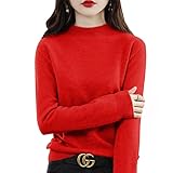 [DMFU] ニット トップス レディース 秋冬 4サイズ展開。ハイネック 重ねる着便利 着回しやすい 着痩せ 小顔 無地 高伸縮 セーター カットソー ニットソー インナー 長袖 カジュアル 秋 冬 カジュアル シンプル (JP, アルファベット, M, 2-7:レッド)