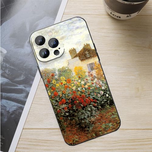 WMCFNG Compatible with iPhone 14 Pro Phone Case,Impressionism Monet Art The Artist's Garden Red Flowers Phone Case,Shockproof Protective Phone Cover for Women Girls - image 3