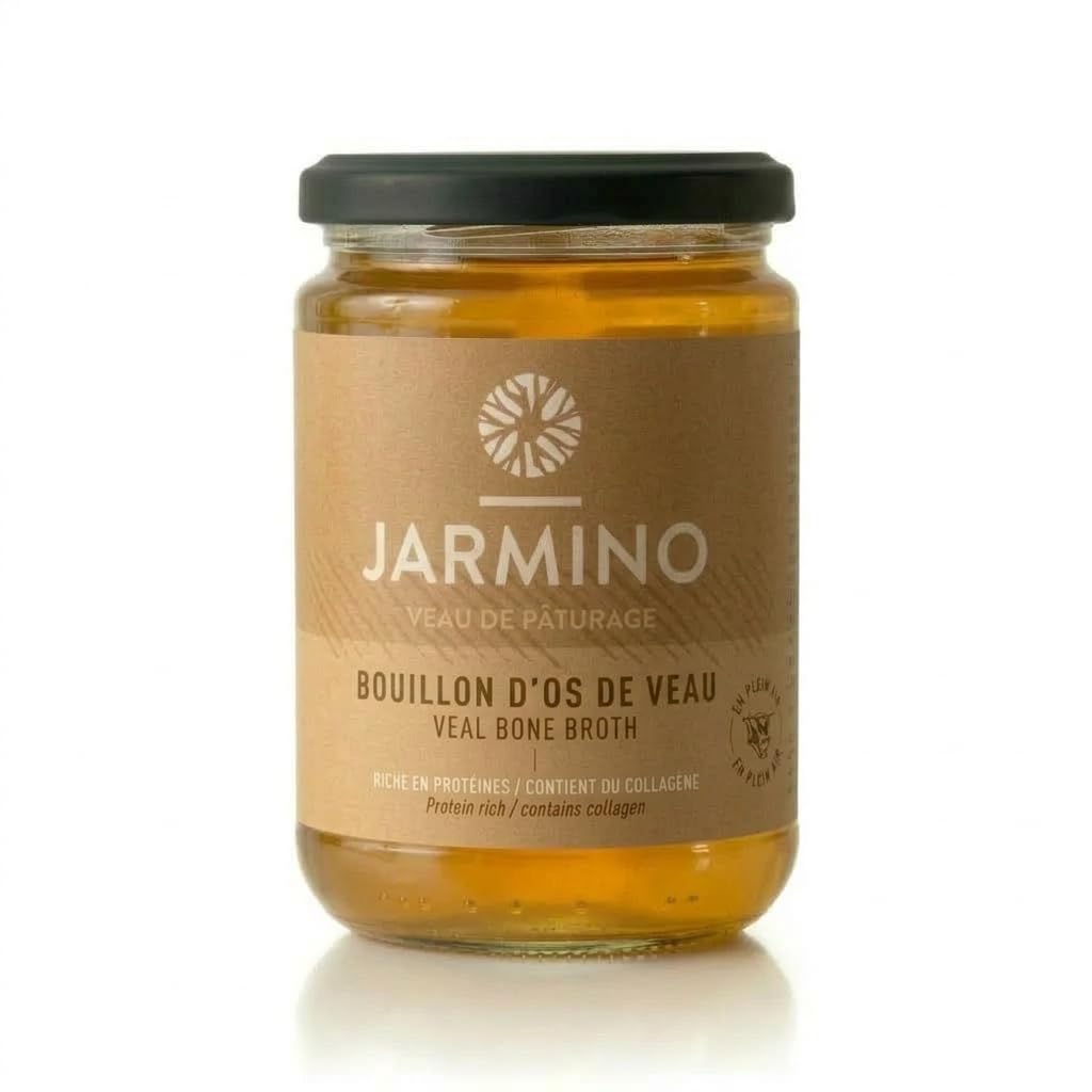 JARMINO Bone broth soupe (4x 350ml) | bouillon d'os de veau | JARMINO | acide hyaluronique, collagène et protéine naturelle | bio