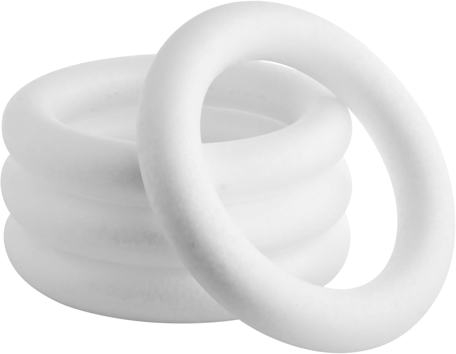 Bright Creations 4 Pack Foam Wreath Forms, 10 Inch Rings for Crafts, DIY Projects, Holiday Decor (White)