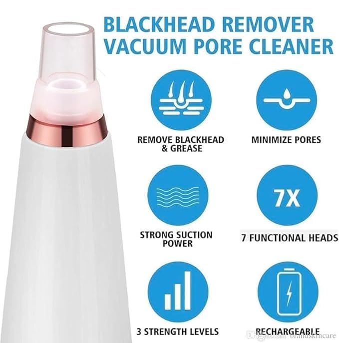 Image of 6-in-1 Blackhead Remover Machine with 6 Suction Heads | Electric Blackhead & Whitehead Remover Vacuum | Deep Pore Cleaner, Acne Comedone Extractor, Facial Skin Care Tool for Men & Women