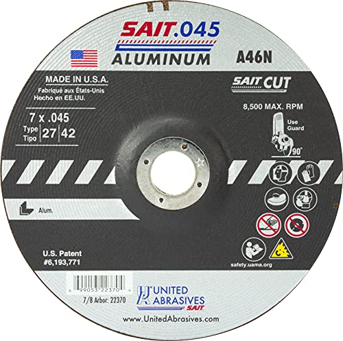 United Abrasives SAIT 22370 7X.045x5/8 A46N Aluminum Aggressive Cut-Off Wheels, 50 Pack