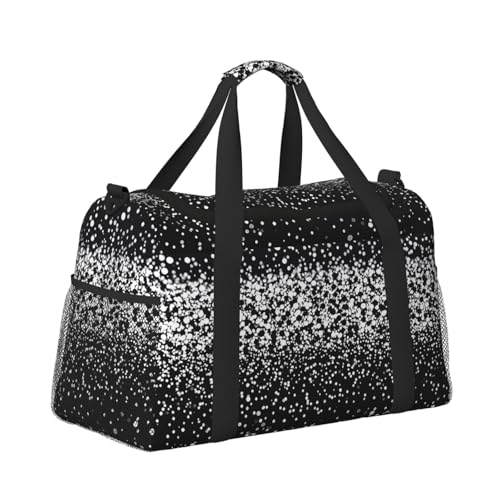 Black White Glitter Travel Duffel Bag Lightweight Waterproof Carry On Tote Bag Foldable Weekender Overnight Bags Sport Gym Bag For Women Men3