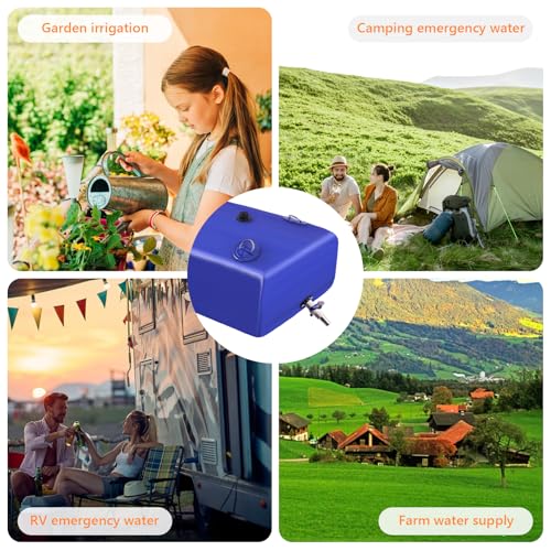 Image of Water Tank, 30 Gallon Water Storage Bladder, Foldable Portable Water Storage, Large Water Storage Containers with 3 /4 inch PVC Spigot and Hose Kit for Camping, Garden, Emergency Water Bag