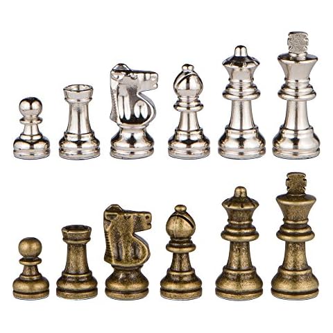 Odysseus Metal Weighted Chess Pieces with 2.5 Inch King and Extra Queens, Pieces Only, No Board Cover