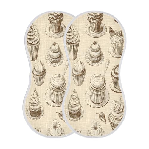 Vintage Pastry Burp Cloths Cotton Baby Washcloths,Large 22x11in Burping Cloth Absorbent and Soft for Newborn Baby Boys and Girls,2 Pack2