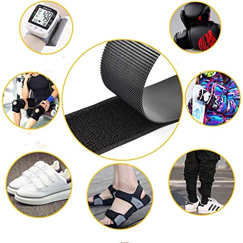 Minghaoda Sew on Hook and Loop Style 1 Inch Non-Adhesive Back Nylon Strips Fabric Fastener Non-Adhesive Interlocking Tape Black, 5 Yard - Thumbnail 7