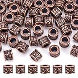 Craftdady 50Pcs Red Copper Large Hole Column Tube Spacer Beads 8.5x7mm Tibetan Metal European Loose Charm Beads for Jewelry Making Hole: 5mm