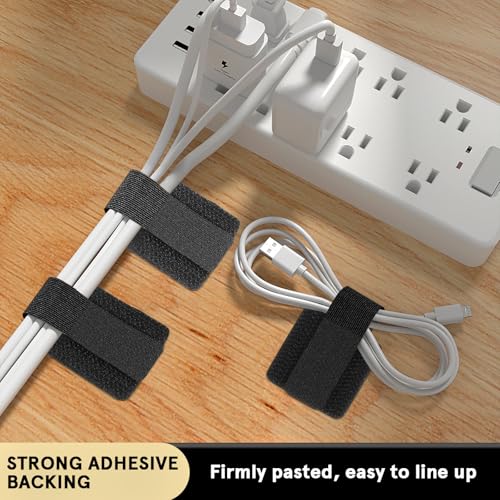 Kisangel 40 Pcs Nylon Cable Organizers with Adjustable Straps and Self Adhesive Wire Holders, Reusable Under Desk Cord Organizer for Office and Bookshelves Cable Management miniatura 7