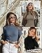Riyiper 3 Pack Women's Ribbed Shirts, Mock Turtleneck Long Sleeve Tops Slim Fitted Undershirts Casual Basic Layering Tees(Black, Brown, Haze Blue,Large)