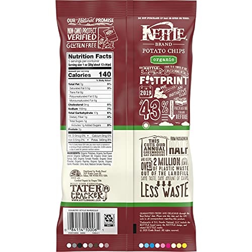 Image of Kettle Brand Potato Chips, Organic Country Style Barbeque Kettle Chips, 5 Oz