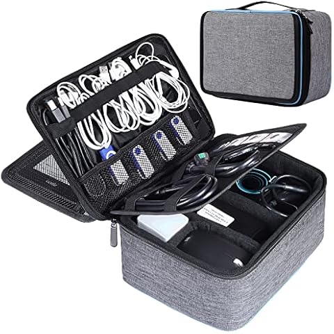BERTASCHE Electronic Travel Organizer, Cable Organizer Bag for Electronic Accessories, Three Layer Cable Storage Bag for Charger, Cord, Wire, Tablet, Hard Drive Cover