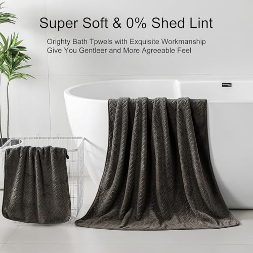 Ferdilan 8 Pack Bath Towel Set, 2 Extra Large Bath Towel Sheets, 2 Hand Towels and 4 Washcloths Ultra Soft and Absorbent Chair Towels for Bathroom, Quick Dry Towel for Home Hotel,Brown by Ferdilan - Image 6