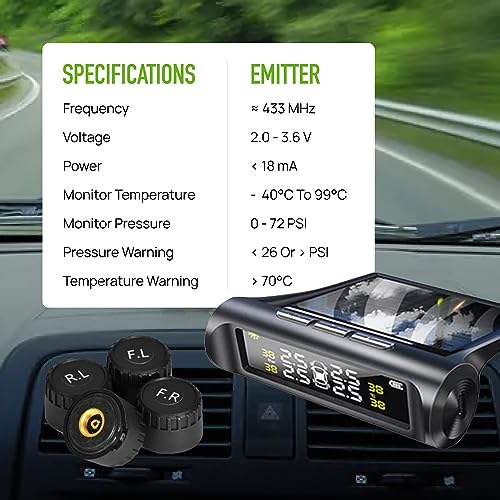 Foto de Airmoto Sistema de monitoreo de presión de neumáticos TPMS - Sistema de monitoreo de presión de neumáticos de RV con energía solar con 4 sensores para automóvil, motocicleta, remolque, bicicleta y más (imagen 7)