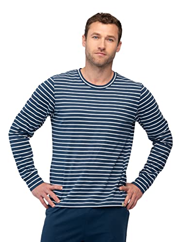 Camiseta de manga larga ringel para hombre pijama suave contra el frío nocturno