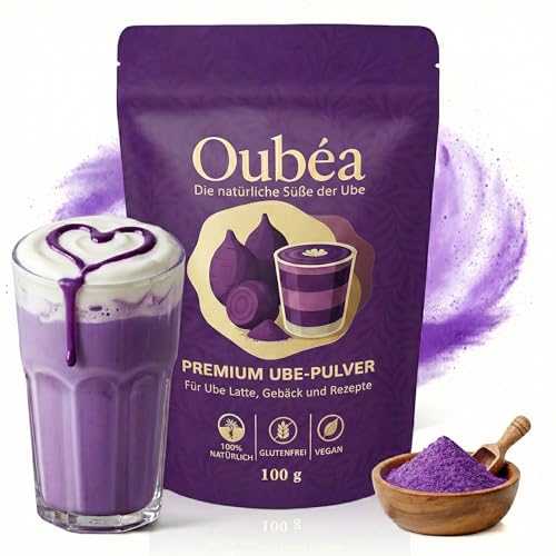 Oubéa Premium Ube-Pulver 100 % Natürlich Intensiv Violette Farbe Glutenfrei Vegan Reich an Antioxidantien Für Lattes und Gebäck 100 g